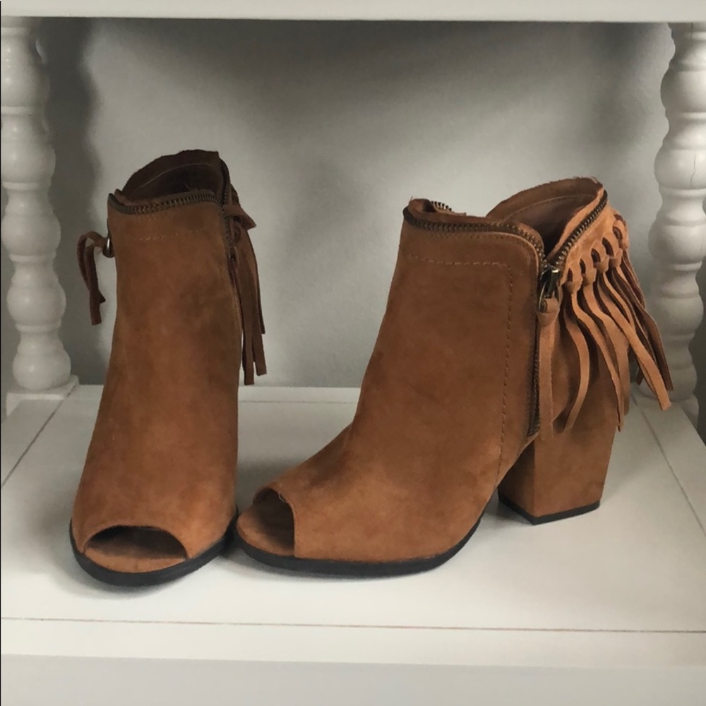 Dolce Vita Open Toe Fringe Booties